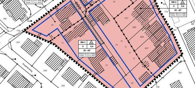 Teil der Karte von Altenberge mit neuen Bebauungsplänen für Eisenbahnstraße und Paschhügel II.